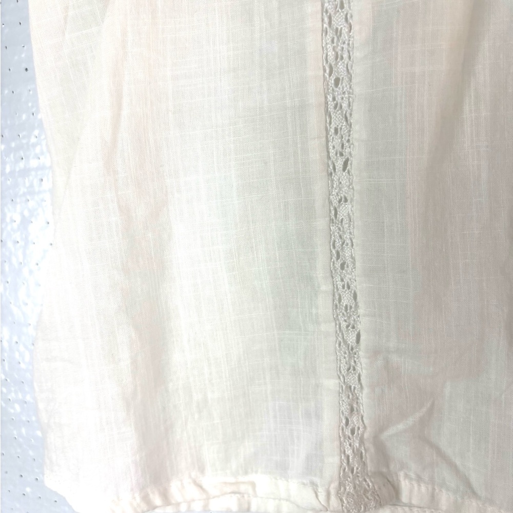 Zara S Smocked Sleeveless Embroidered White Lace Trim Top - Picture 4 of 7
